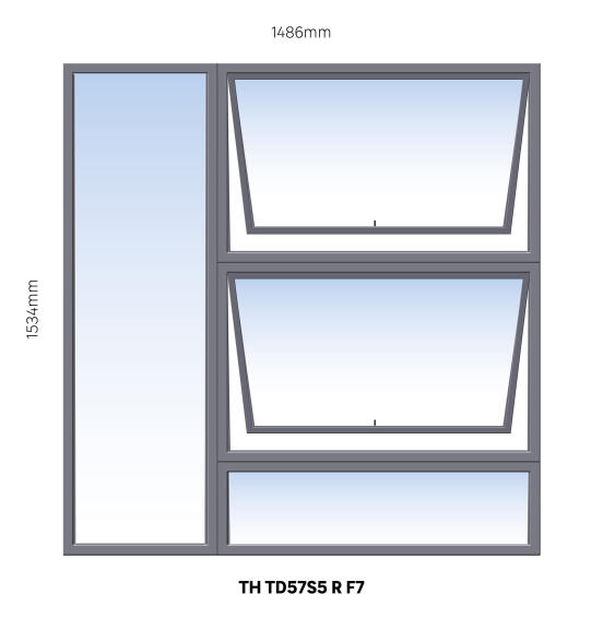 Window Steel Top Hung TD57S5 Right Hand Opening F7 (standard profile)-w1486xh1534mm