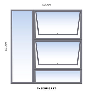 Window Steel Top Hung TD57S5 Right Hand Opening F7 (standard profile)-w1486xh1534mm