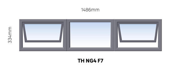 Window Steel Top Hung NG4 F7 (standard profile)-w1486xh334mm