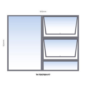 Window Steel Top Hung TD57S8 Right Hand Opening F7 (standard profile)-w1975xh1534mm