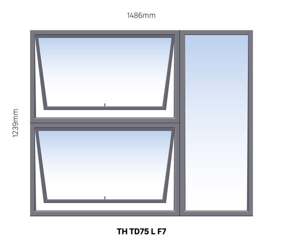 Window Steel Top Hung TD75 Left Hand Opening F7 (standard profile)-w1486xh1239mm