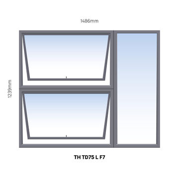 Window Steel Top Hung TD75 Left Hand Opening F7 (standard profile)-w1486xh1239mm