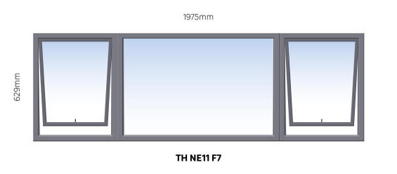 Window Steel Top Hung NE11 F7 (standard profile)-w1975xh629mm