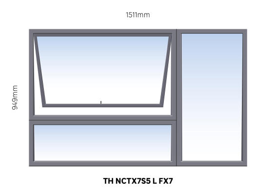 Window Steel Top Hung NCTX7S5 Left Hand Opening FX7 (reinforced profile)-w1511xh949mm