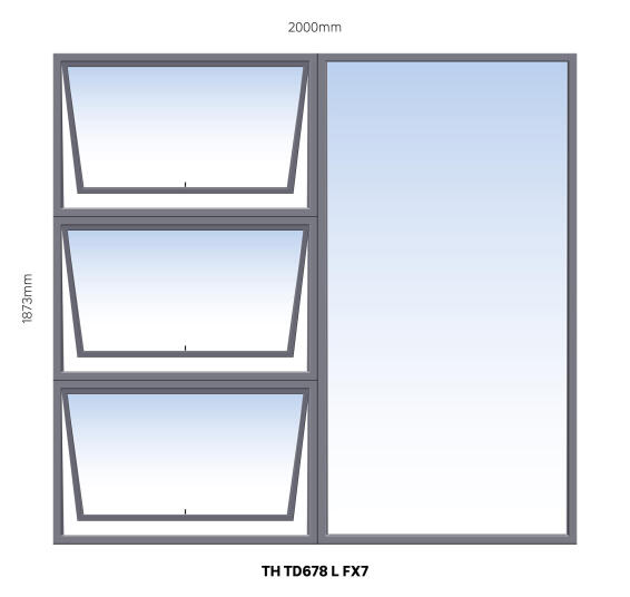 Window Steel Top Hung TD678 Left Hand Opening FX7 (reinforced profile)-w2000xh1873mm