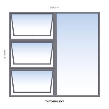 Window Steel Top Hung TD678 Left Hand Opening FX7 (reinforced profile)-w2000xh1873mm