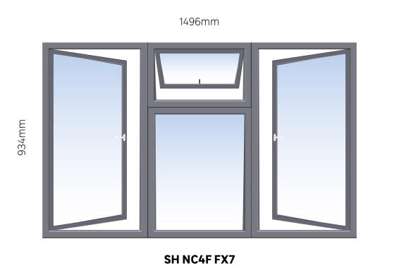 Window Steel Side Hung Nc4F FX7 (reinforced profile)-w1496xh934mm