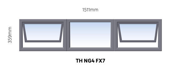 Window Steel Top Hung NG4 FX7 (reinforced profile)-w1511xh359mm
