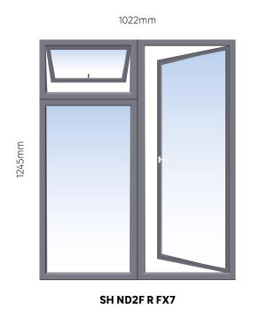 Window Steel Side Hung ND2F Right Hand Opening FX7 (reinforced profile)-w1022xh1245mm