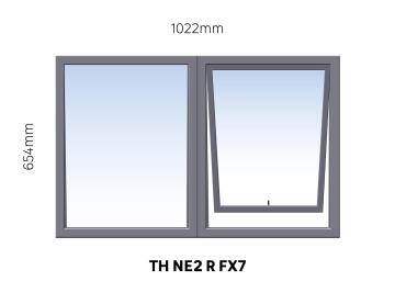 Window Steel Top Hung NE2 Right Hand Opening FX7 (reinforced profile)-w1022xh654mm