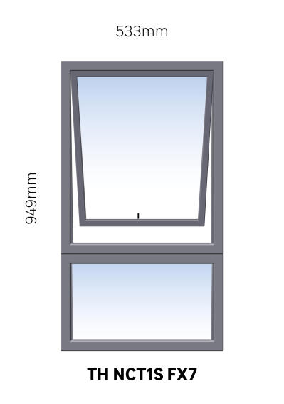 Window Steel Top Hung NCT1S FX7 (reinforced profile)-w533xh949mm