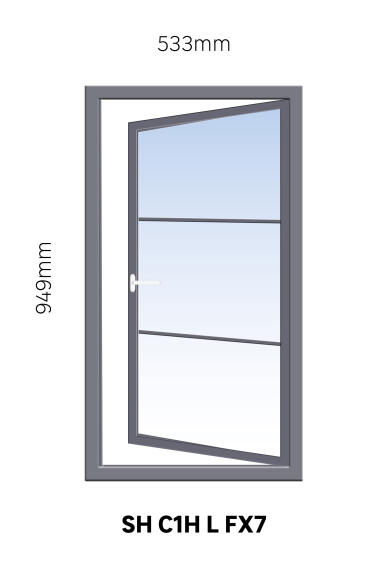 Window Steel Side Hung C1H Left Hand Opening FX7 (reinforced profile)-w533xh949mm
