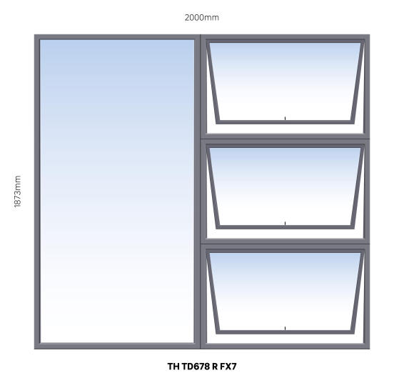 Window Steel Top Hung TD678 Right Hand Opening FX7 (reinforced profile)-w2000xh1873mm