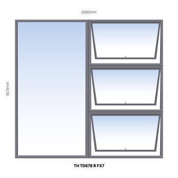 Window Steel Top Hung TD678 Right Hand Opening FX7 (reinforced profile)-w2000xh1873mm