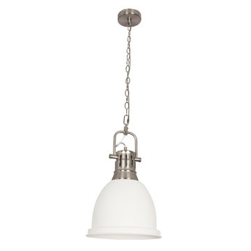 pendant light satin chrome with white dome