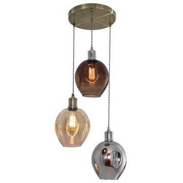 Brightstar 3 Colour Glass Pendant Light Antique Brass