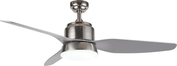BRIGHTSTAR Ceiling Fan with light 3 blade Satin Chrome with Remote