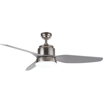 BRIGHTSTAR Ceiling Fan with light 3 blade Satin Chrome with Remote