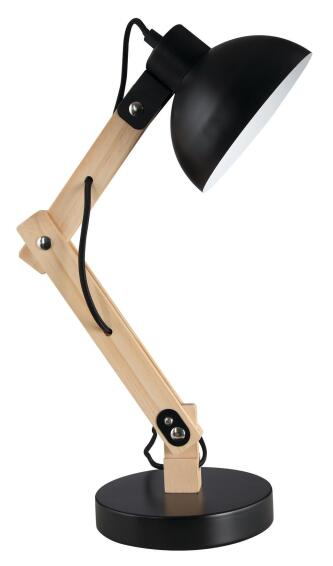 DESK LAMP METAL WOOD ADJUST BLACK
