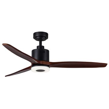 BRIGHTSTAR Ceiling Fan with LED Light 3 Blade Black and Wood