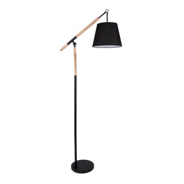 FLOOR LAMP METAL AND WOOD BLACK