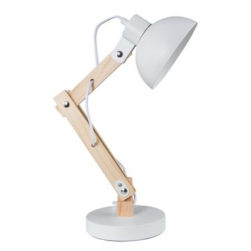 DESK LAMP METAL WOOD ADJUST WHITE