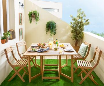 Outdoor Dining Table Set NATERIAL Solis Origami Natural Compact