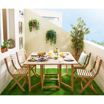 Outdoor Dining Table Set NATERIAL Solis Origami Natural Compact