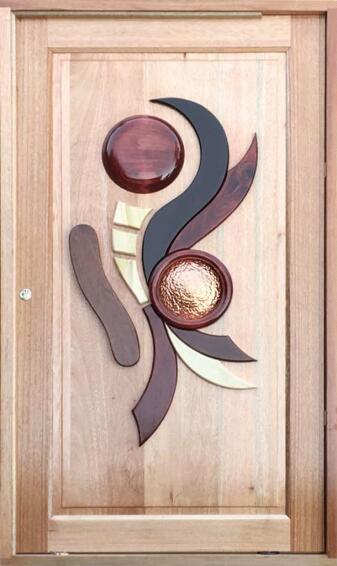 Entry Door Meranti with Frame (prehung) Copper Flower Pivot Right Hand Opening-w1200x2100mm