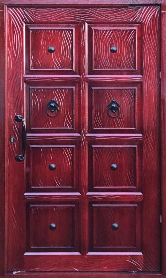 Entry Door Meranti with Frame (prehung) 8 Panel Ruff Dark Red Pivot Right Hand Opening-w1200x2100mm
