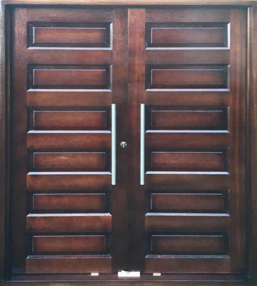 Entry Door Meranti with Frame (prehung) Horizontal Slats Double Door-w1700x2100mm