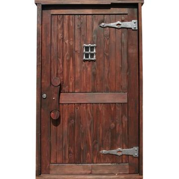 Entry Door Mixed Timber with Frame (prehung) Camelot with Glass Pivot Dark Brown Left Hand Opening-w1310xh2120mm