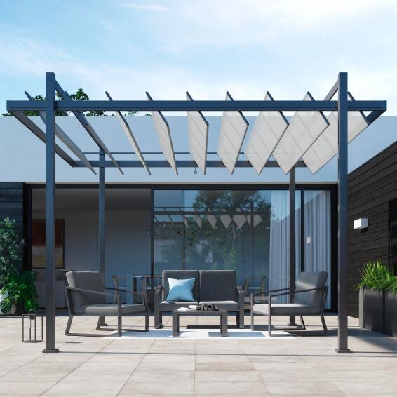 Pergola Elysia Aluminium Textilene 310 cm X 350 cm Dark Grey