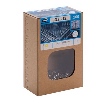 SELF-DRILLING TAPPING SCREW PAN HEAD PH, STAINLESS STEEL C1, 3.5X13=200PCS, D1