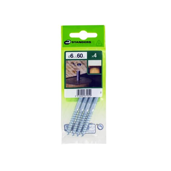 DOUBLE TH SCREW METAL/WOOD STEEL 6X60 4P