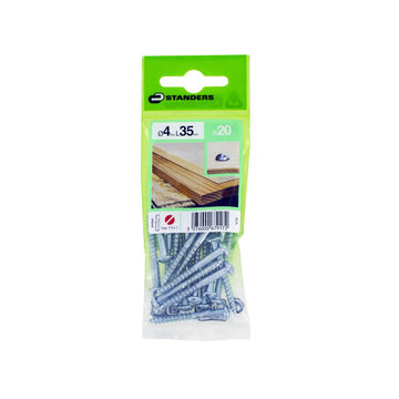 V12 WOODSCREW ROUND HEAD SLOTTED DRIVE STEEL WHITE ZINC PLATED FREE FROM CHROMIUM-VI 4X35 - 20 PIECES