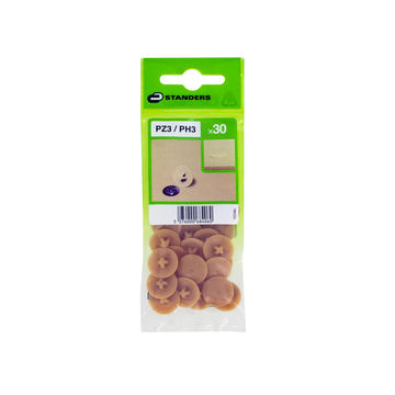 SCREW COVER CLIP PLASTIC LIGHT BROWN 30P