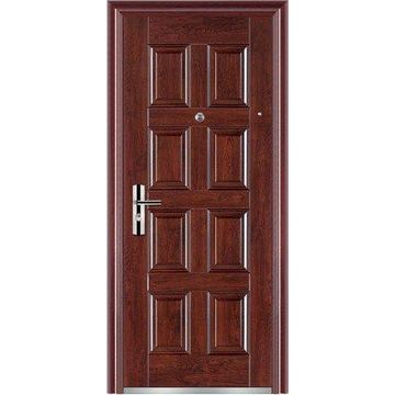 Entry Door High Security Steel with Frame (prehung) 8 Panel Red Copper Right Hand-w860xh2050mm
