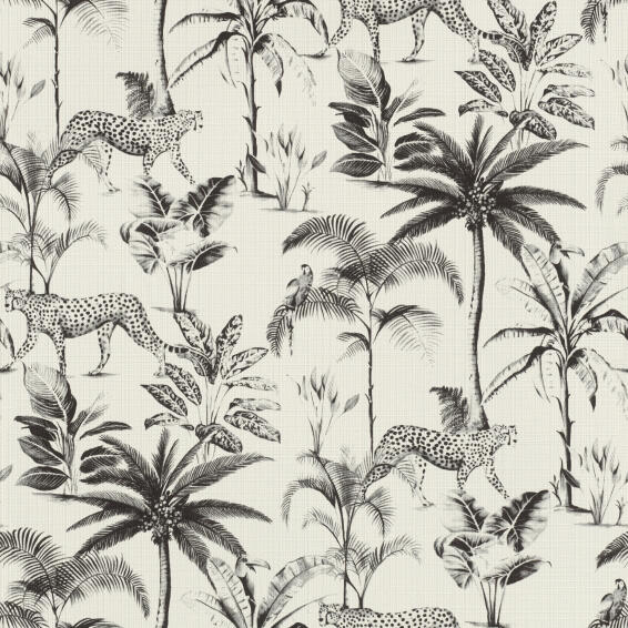 No-woven jungle leo wallpaper white 10.05mx0.53m
