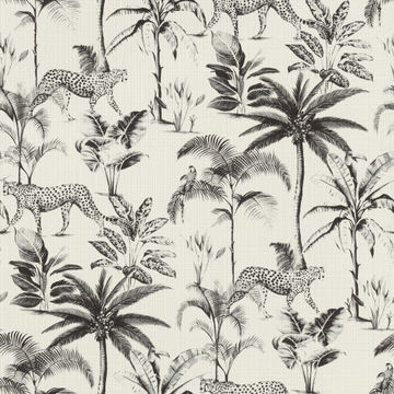 No-woven jungle leo wallpaper white 10.05mx0.53m
