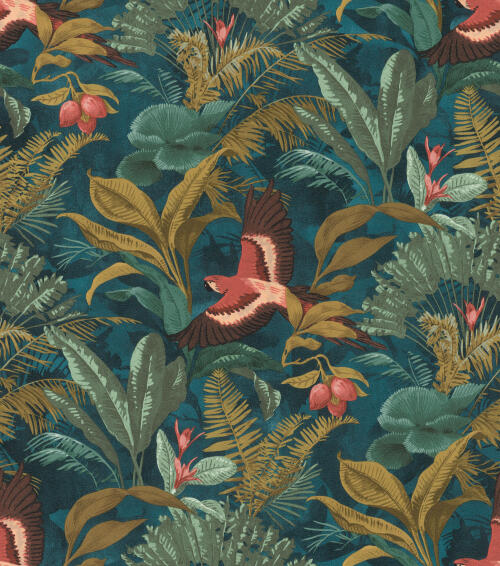 Non Woven Jungle Teal Wallpaper 10.5x0.53m