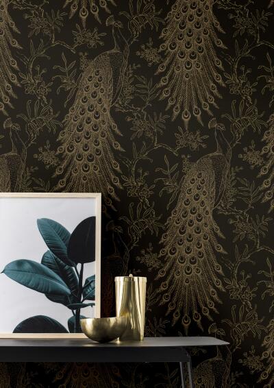 WALLPAPER N/WOV PEACO GLDN BLK 10,5X0,53CM