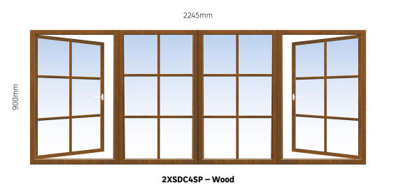 WINDOW WOOD 2XSDC4SP COTTAGE 2245X900MM