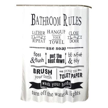 Shower Curtain Pattern With Bathroom rules White and Black L180X200
