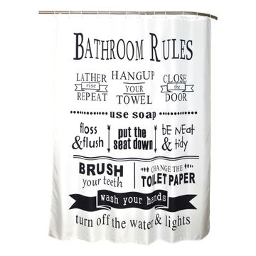 Sensea Shower Curtain Pattern With Bathroom rules White and Black W180cmxH200cm