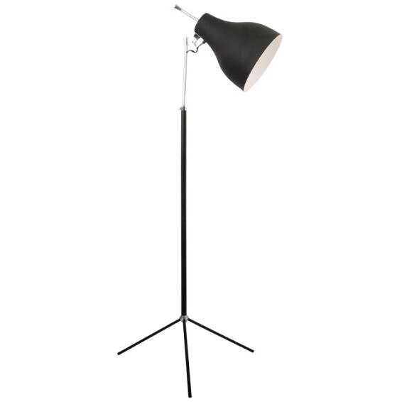 FLOOR LAMP BLACK SHADE CHROME BODY