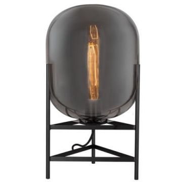 TABLE LAMP METAL BLACK SMOKE GLASS