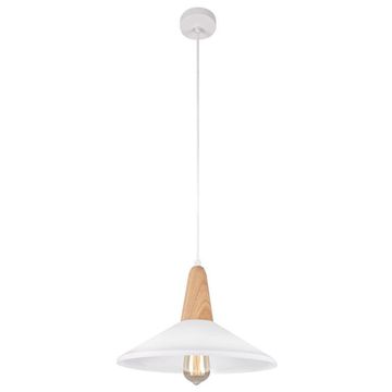 pendant light metal white shade with wood