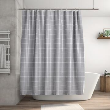 Sensea Frame Shower Curtain Grey and White Lines W180cmxH200cm