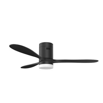 Solent Hugger Ceiling Fan with LED light and remote and remote black